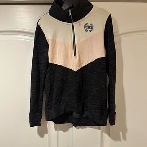 PINK Victoria's Secret Black, Cream & Light Pink Half-Zip Pullover